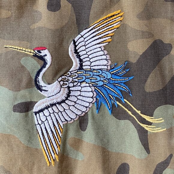 Levi’s Caroline Camo Embroidered Jacket Hippie Military Utility Y2K Grunge Sz L - Picture 2 of 16